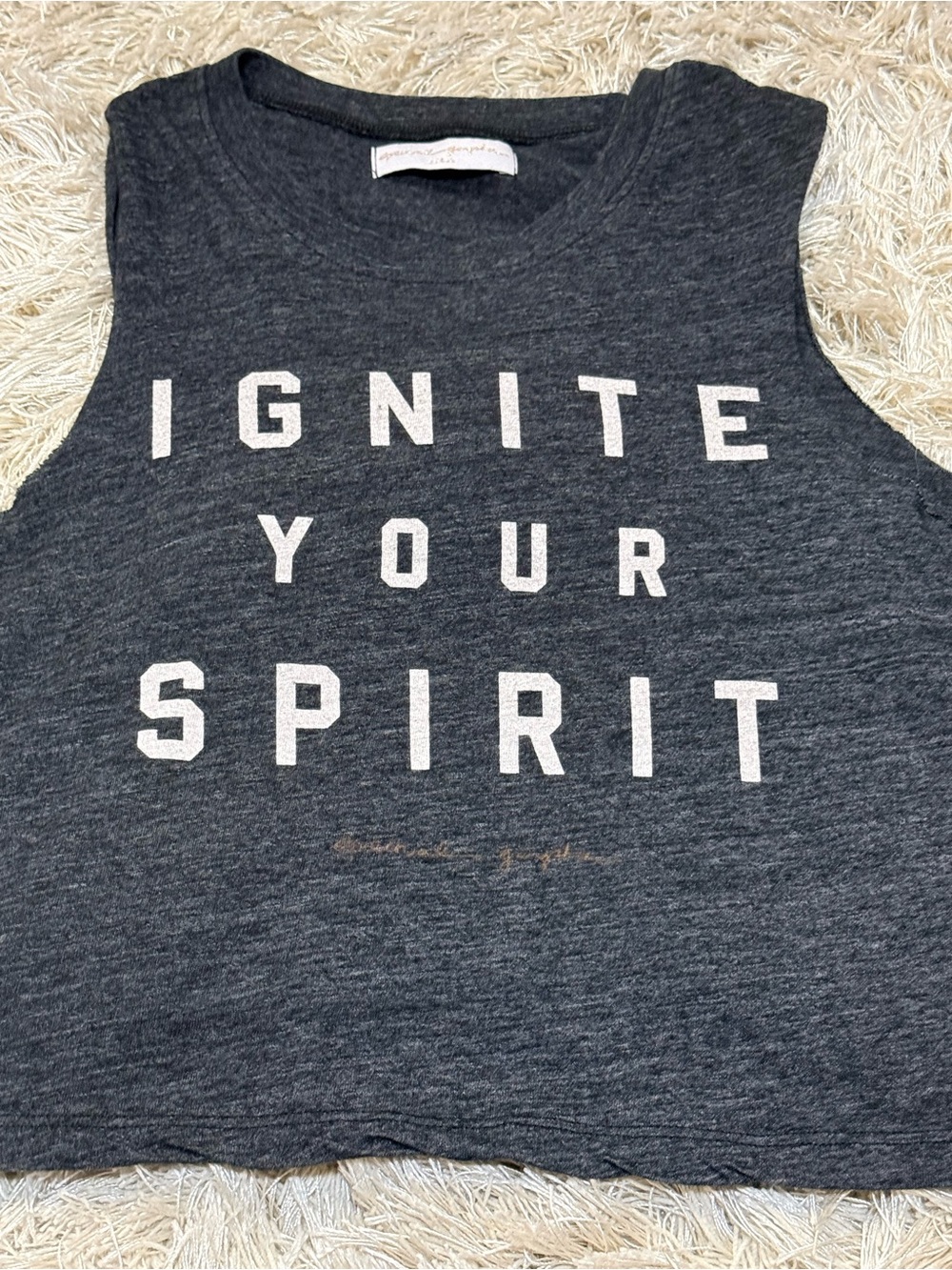 Spiritual Gangster Cropped Graphic Tank Top Charcoal Yoga Size Small - Picture 2 of 11